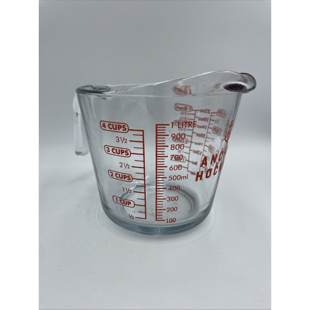 Vintage Anchor Hocking 499 Fire King 1 Litre 4 Cups Glass Measuring Cup